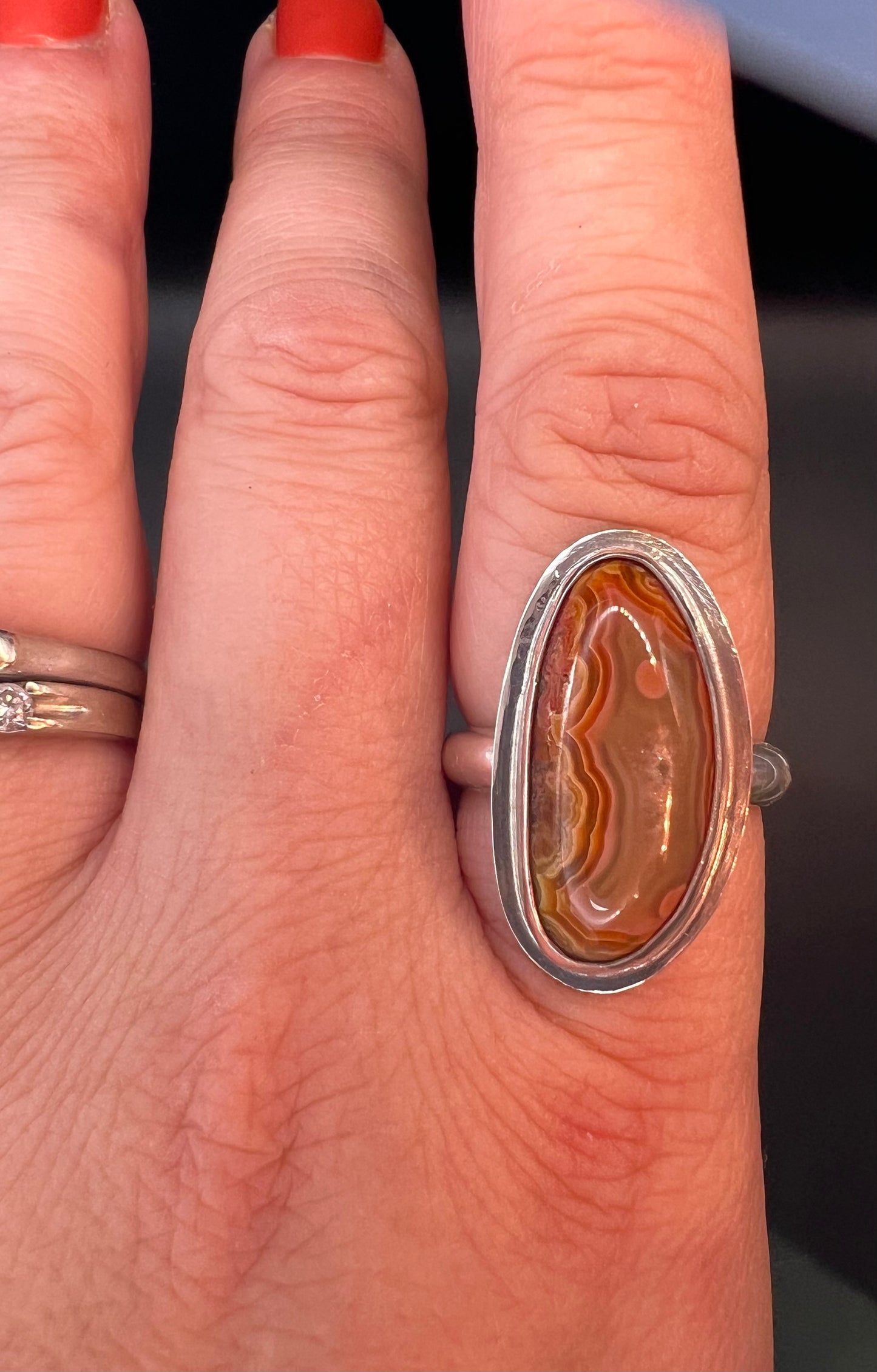 Seam agate ring
