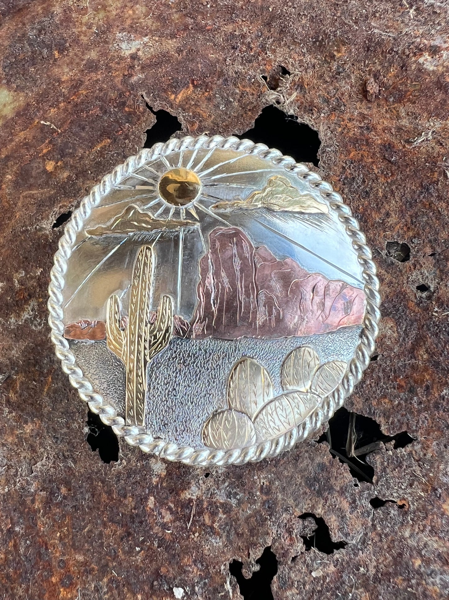 Dessert scene Sterling belt buckle