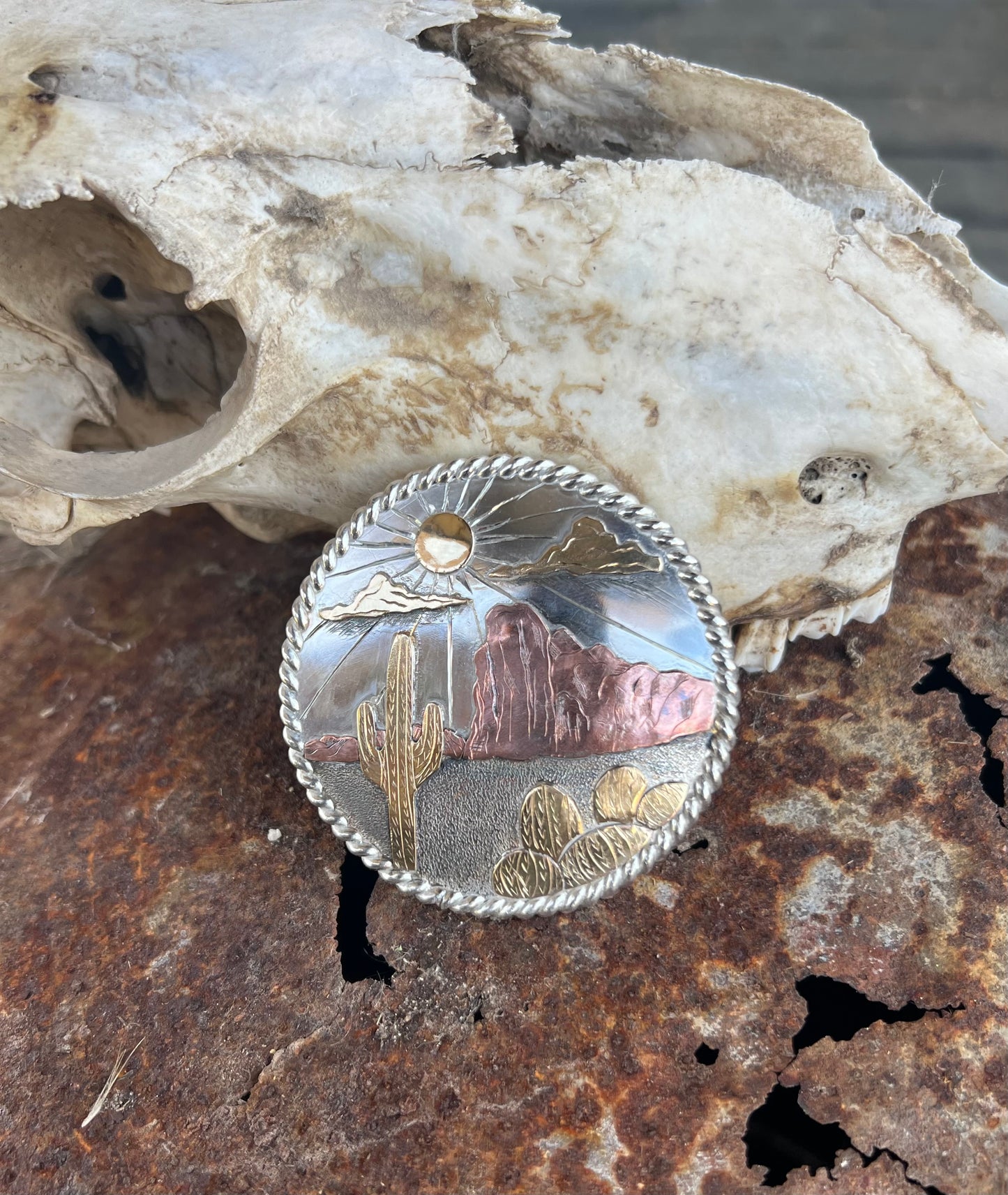 Dessert scene Sterling belt buckle