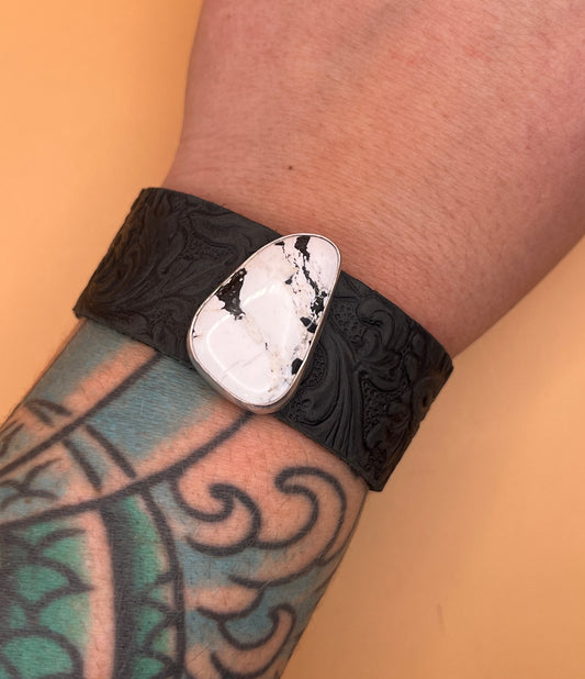 White buffalo leather cuff